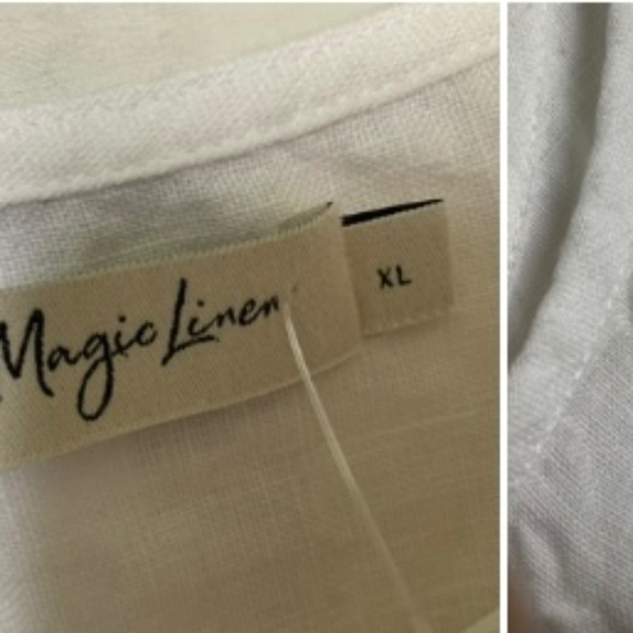 Voluminous Linen Maxi Dress White/Grey Colour Block Sundress Made in EU Size XL - Picture 7 of 16